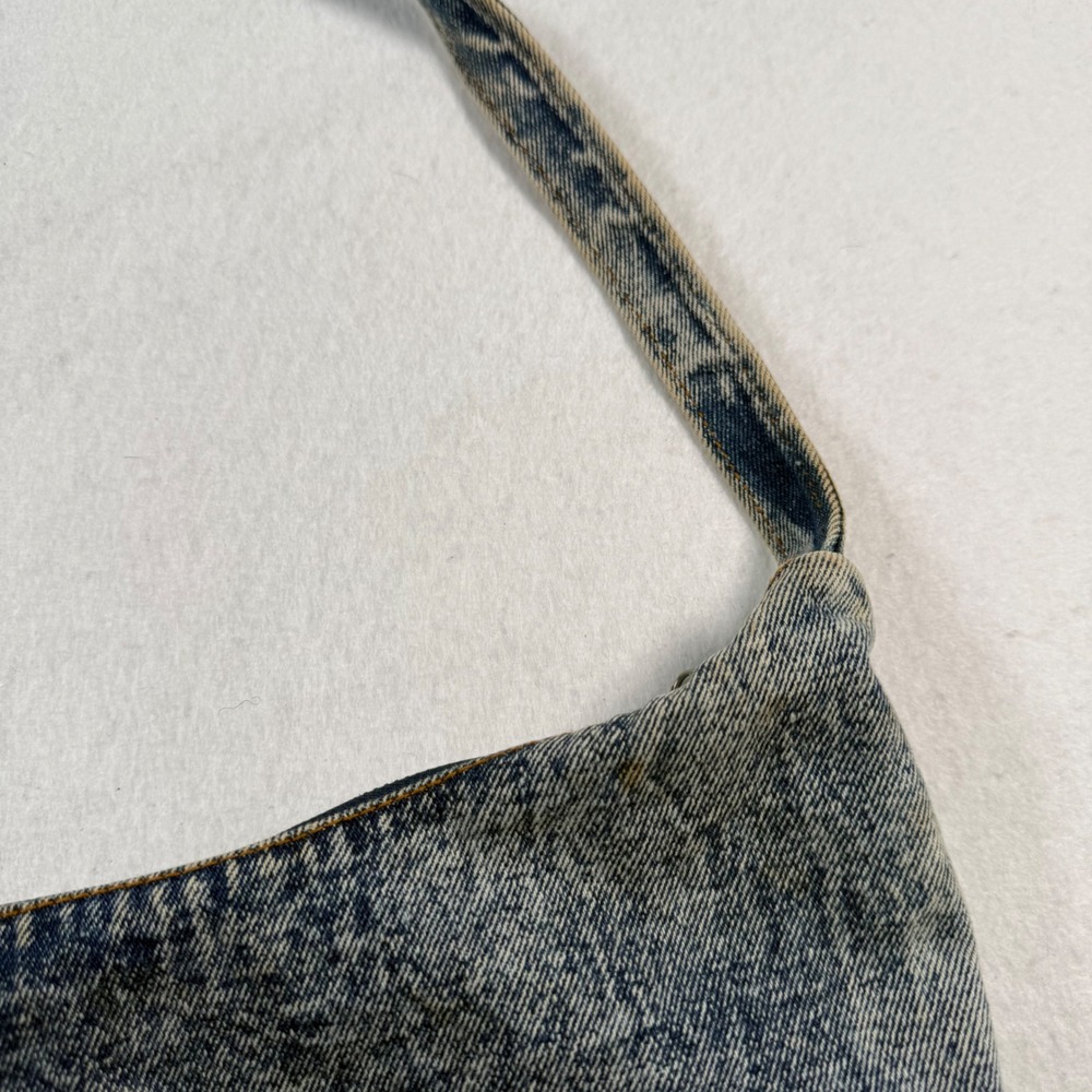 Vintage Mitzi Acid Wash Denim Hobo Shoulder Bag Blue 80s Retro Western Boho - Picture 11 of 12